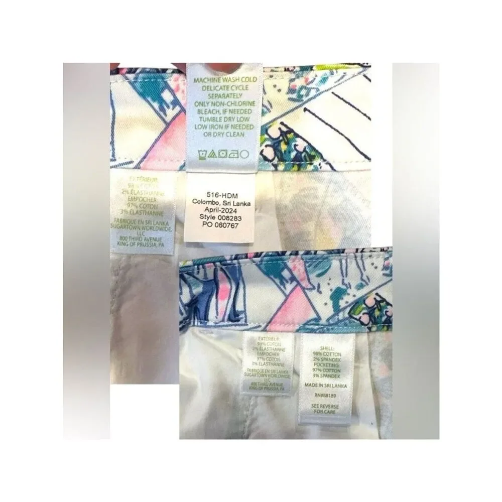 Lilly Pulitzer Callahan Stretch Shorts 10 Wish You Were Here 5” Travel Postcard - Picture 8 of 12